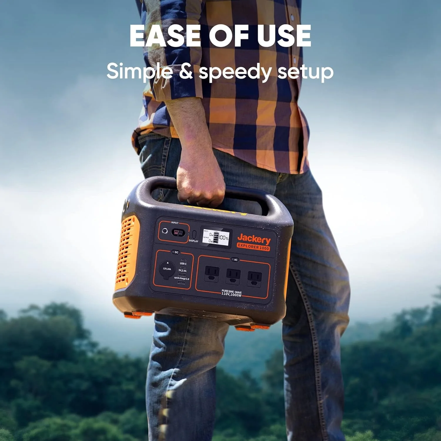 Jackery Explorer 1000 Portable Power Station, 1002Wh Capacity with 3x1000W AC Outlets (Solar Panel Optional)