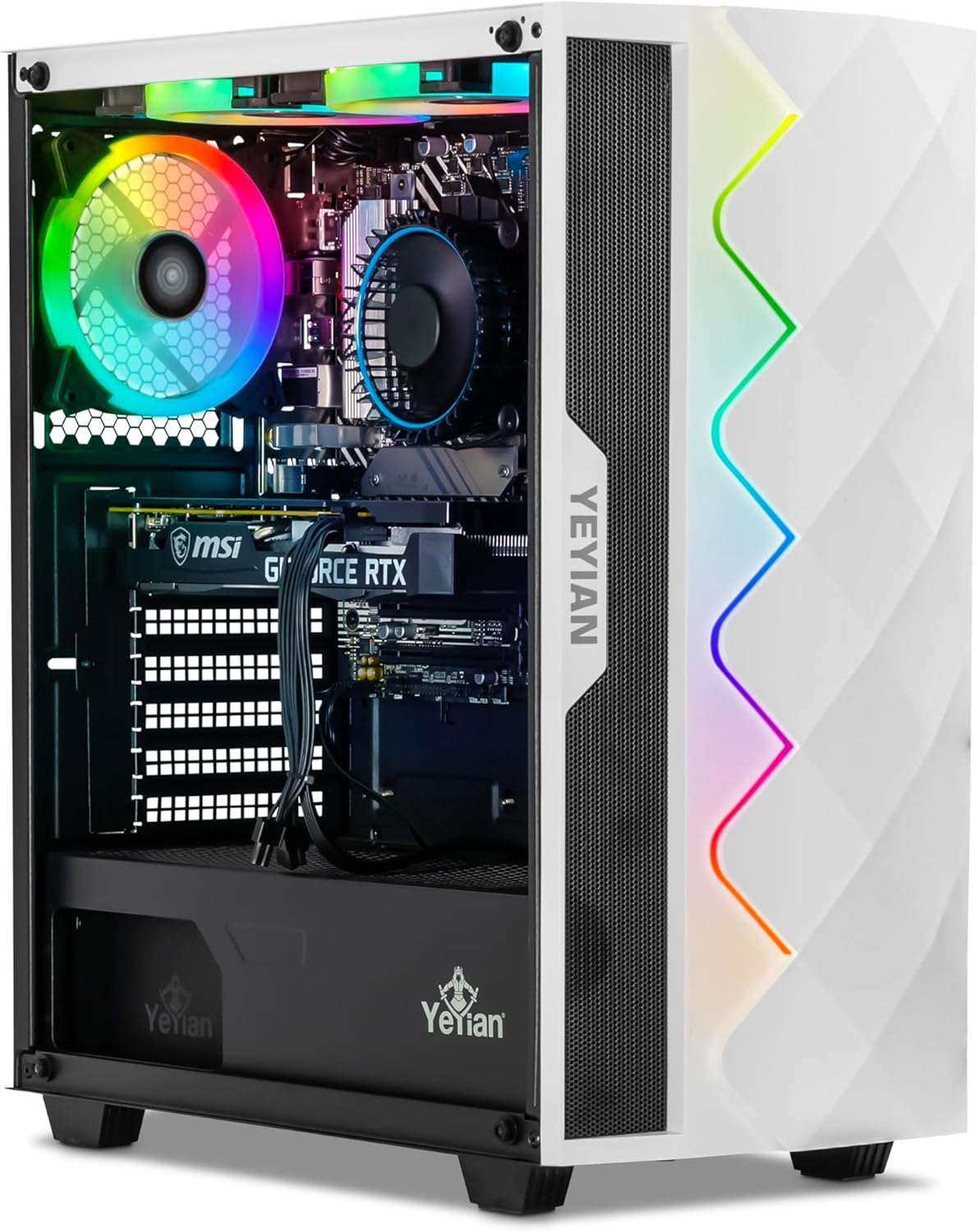 YEYIAN GeForce RTX 4060 Gaming PC, AMD Ryzen 5 7500F (> 5600X), 16GB DDR5 5600, 1TB NVMe SSD, WiFi & VR Ready, Win 11 Home Prebuilt PC for Gamer, 2 Years Warranty Tower Computer with Keyboard & Mouse