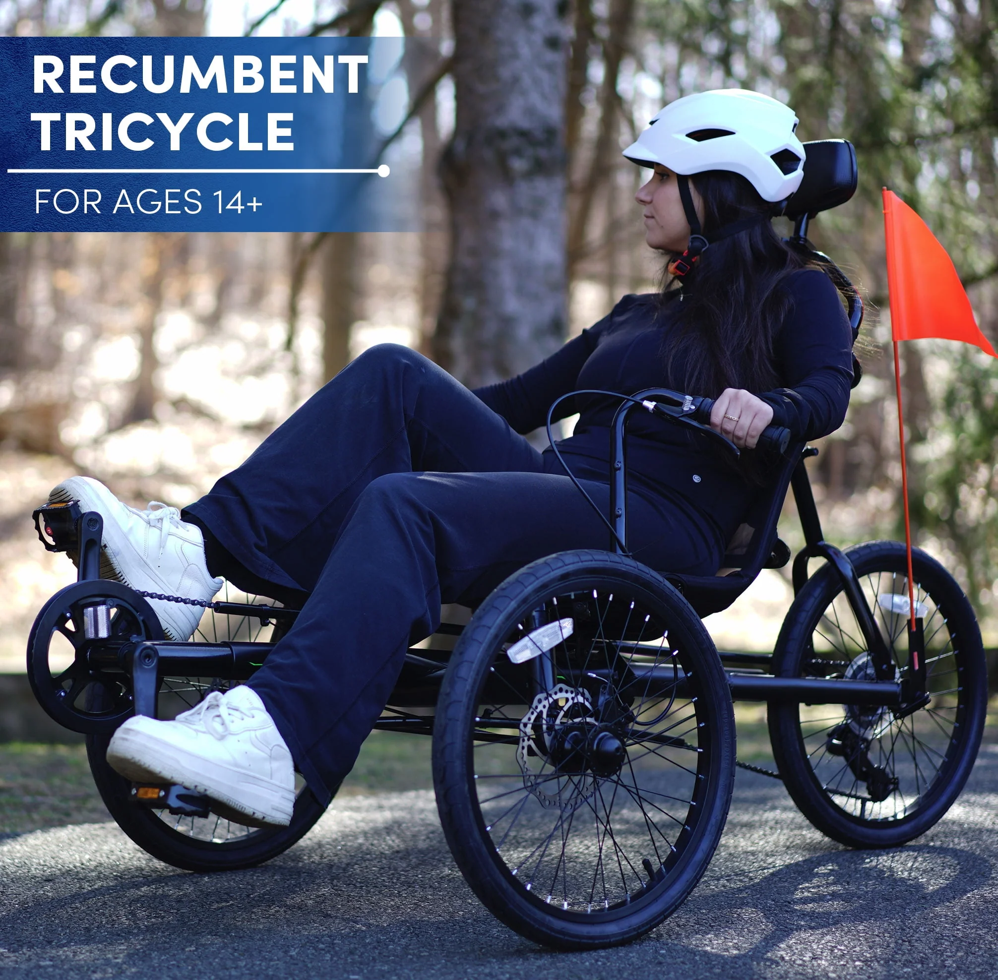 Kent 20 Unisex Cavalier Recumbent 3-Wheel Bike / Trike, Black