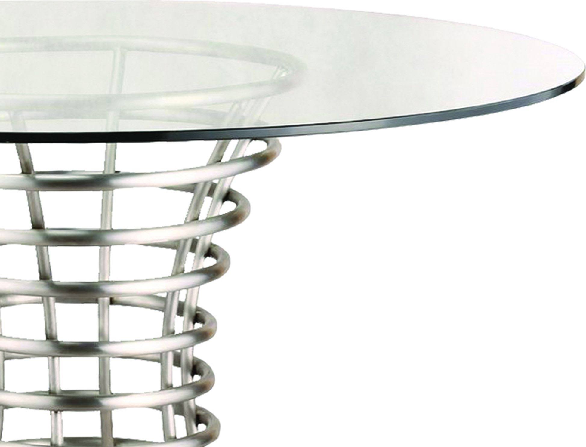 Armen Living Ibiza Brushed Stainless Steel Dining Table with Clear Glass