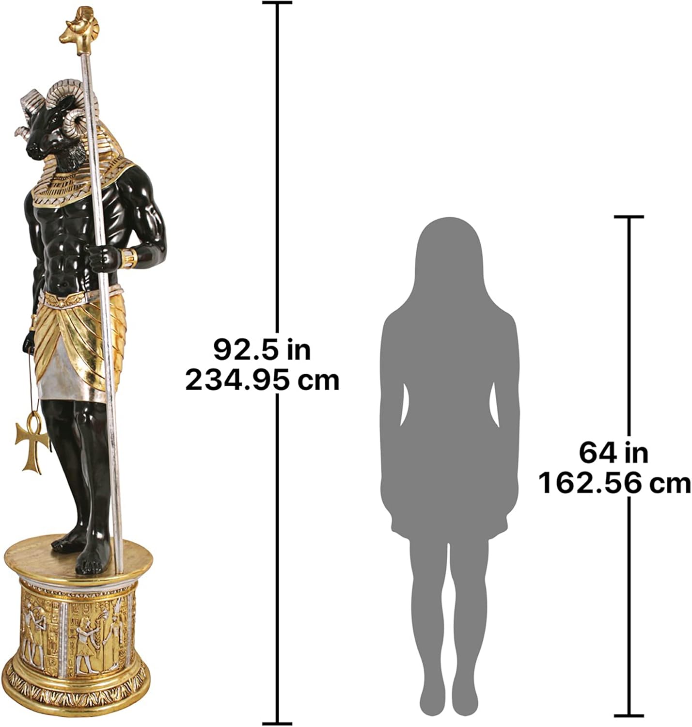 Design Toscano The Egyptian Grand Ruler Life-Size Khnum Statue Atop a Temple Column Mount