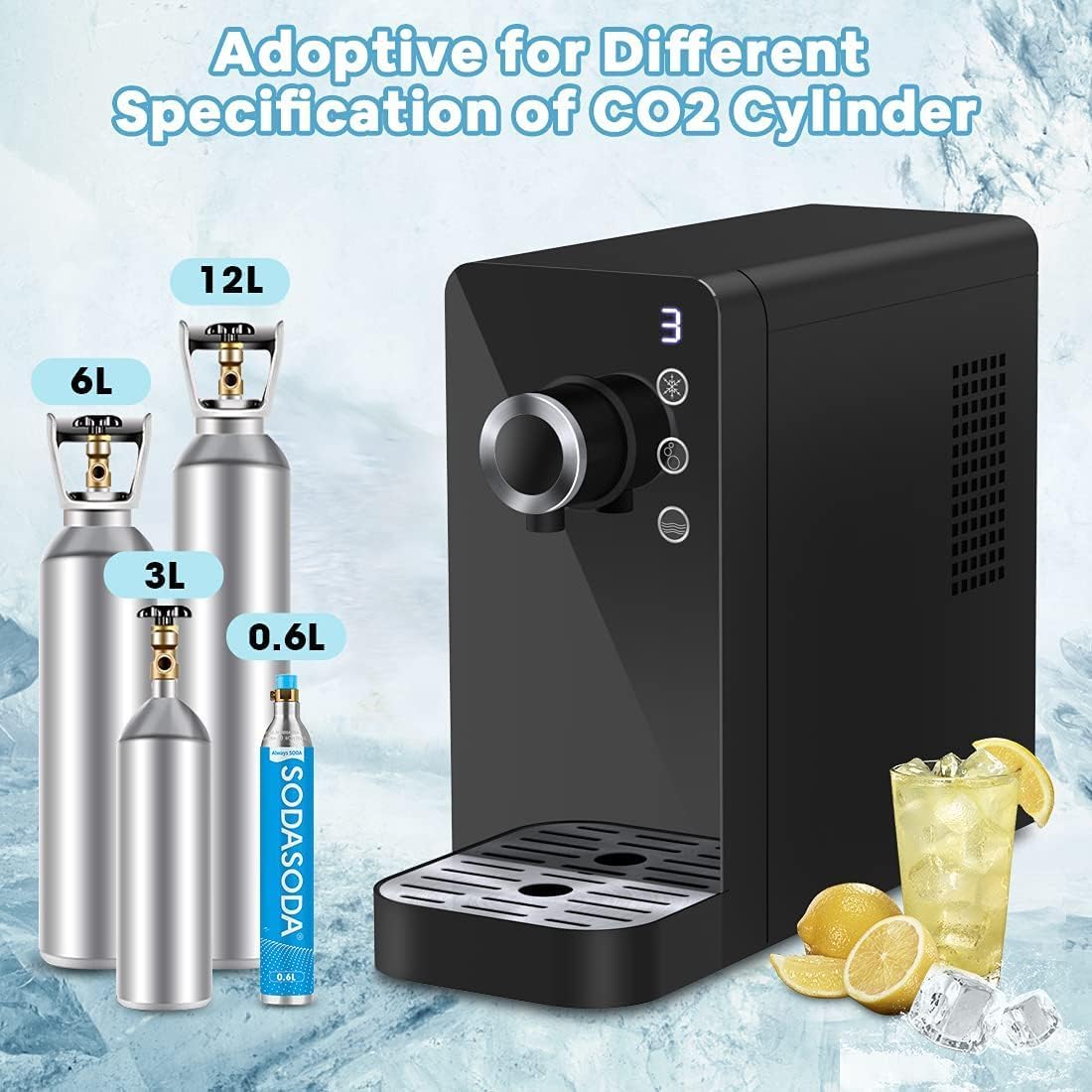 LifePlus Sparkling Water Maker, Electric Soda Maker Available for Personal & Commercial Use, 3-mode Water Dispenser, Untraditional Smart for Home, Bar, Gym, Office & Restaurant, Black