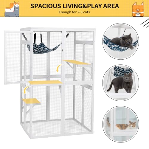 Catio Outdoor Cat Enclosure, Wooden Catio with Window Access for Patio, Indooe Kitty House (Black)
