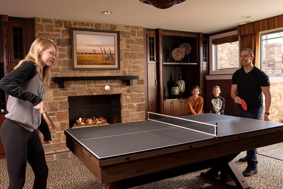 7 FT 3 in 1 Multi Game Pool Table with Dining Top Pool Table Ping Pong Table Combo, Includes Pool Table Accessories and Tennis Paddles