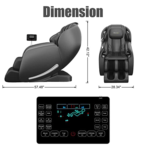 Real Relax Massage Chair Favor-06, Full Body Zero Gravity SL-Track Shiatsu Massage Recliner Chair with APP Control, Brown