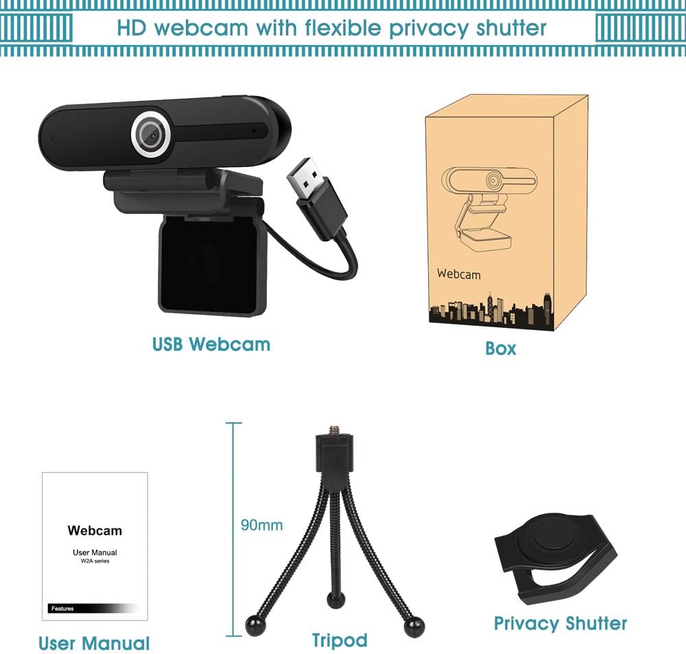 4K Webcam with Microphone Computer Camera 8MP USB Webcam 1080P for Video Calling, Conference, Streaming, Webcam with Privacy Cover and Mini Tripod,4K Resolution Ultra HD Web Cam with Microphone Pack of 2