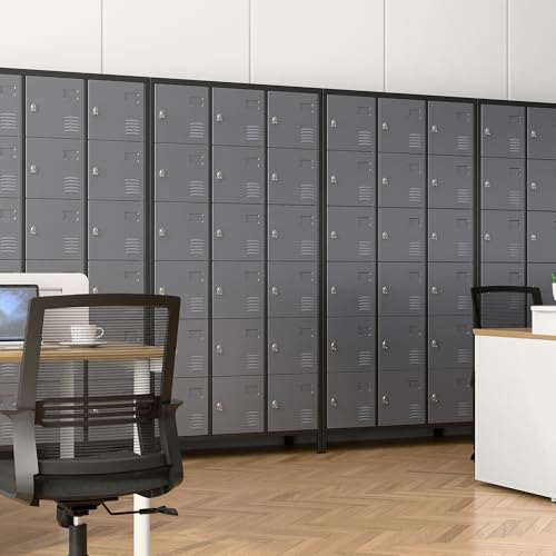 METAN Metal Storage Locker for School Office Gym Bedroom, 12 Doors Locker Cabinet for Employees, Industrial Steel Storage Locker with 12 Hooks, Assembly Required (12 Door-Light Gray)