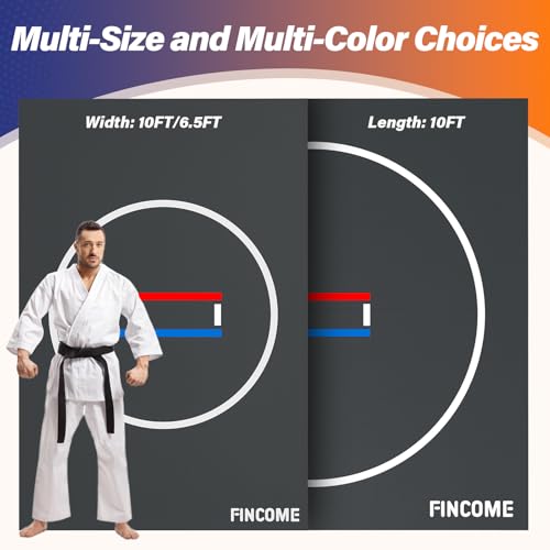 10' x 10' Wrestling Mat for Home Black Jiu Jitsu Wrestling Mats Durable Judo Mats for BJJ MMA Training Roll-Up Design Wrestling Mat for Grappling Martial Art Boxing Judo