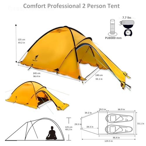 Geertop Portable 2 Person 4 Season Tent Waterproof Backpacking Tent Double Layer All Weather for Camping Hiking Travel Climbing Mountaineering - Easy Set Up