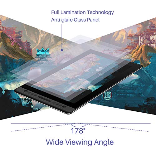 HUION KAMVAS Pro 13 Graphics Drawing Tablet with Screen Full-Laminated Drawing Monitor with Battery-Free Stylus Tilt 4 Hot Keys Touch Bar-13.3inch Pen Display with Stand for Windows/MAC/Linux Black