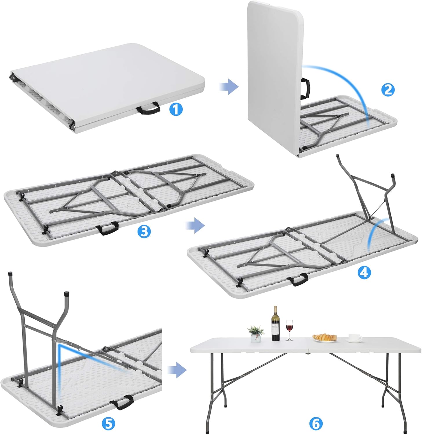SUPER DEAL Square Folding Card Table, 3ft Indoor Outdoor Portable Camping Picnic Plastic Table