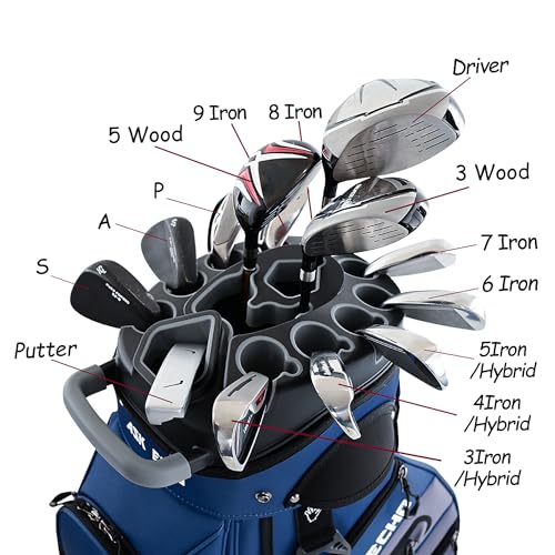 ASK ECHO 2024 T-Lock Golf Cart Bag with 14 Way Organizer Divider Top, Premium Cart Bag with Handles and Rain Cover, for Men
