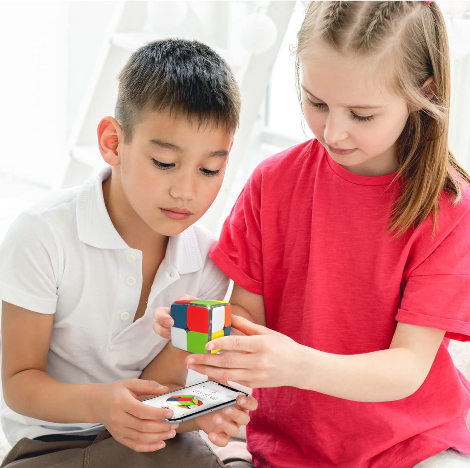 GoCube 2x2 - The First Ever 2x2 Connected Cube That Allows You to Learn How to Solve The Cube! App-Enabled STEM Puzzle That Fits All Ages and Capabilities. Free App.
