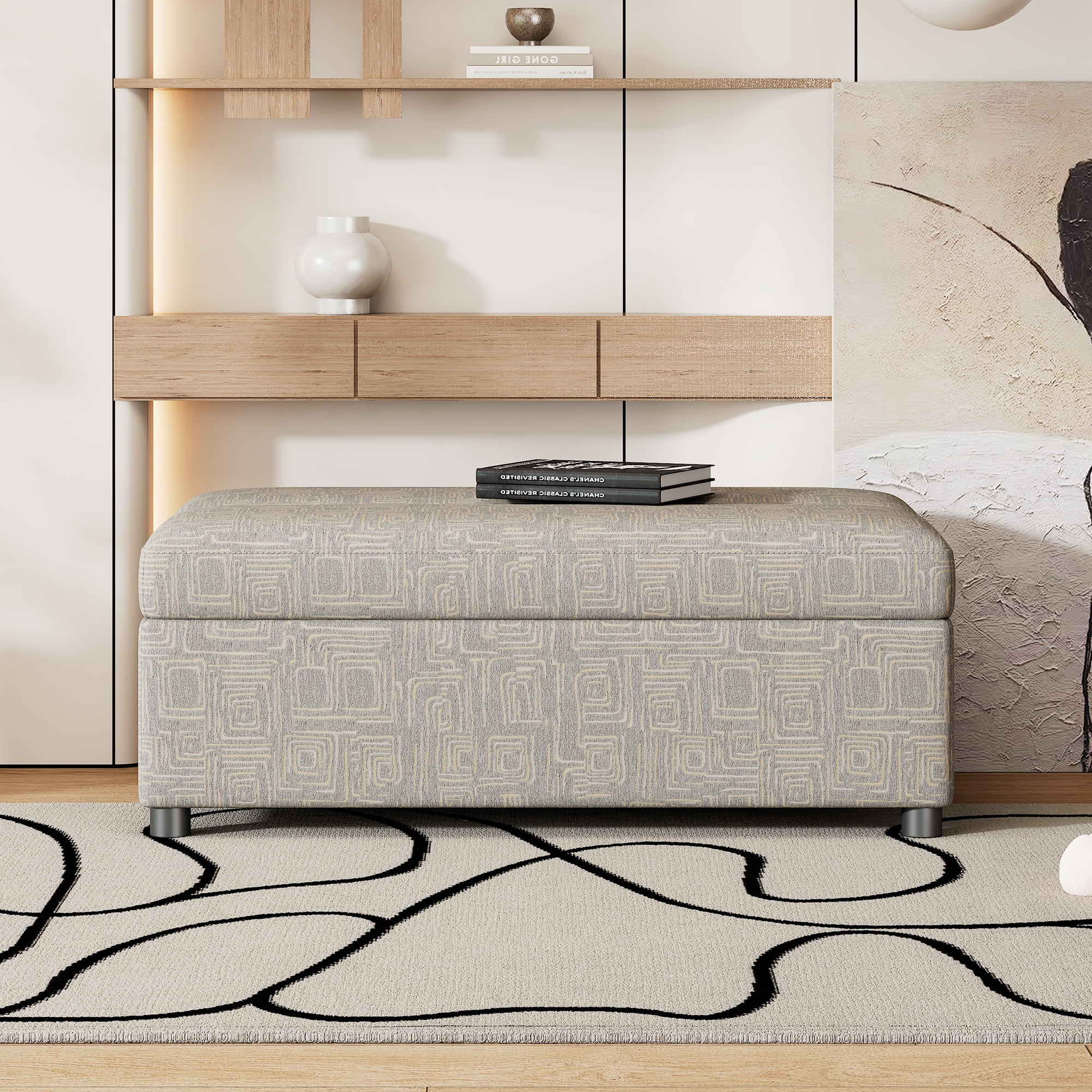 Soges 63" Folding Ottoman Sleeper Bed with Mattress Convertible Guest Bed, Gray