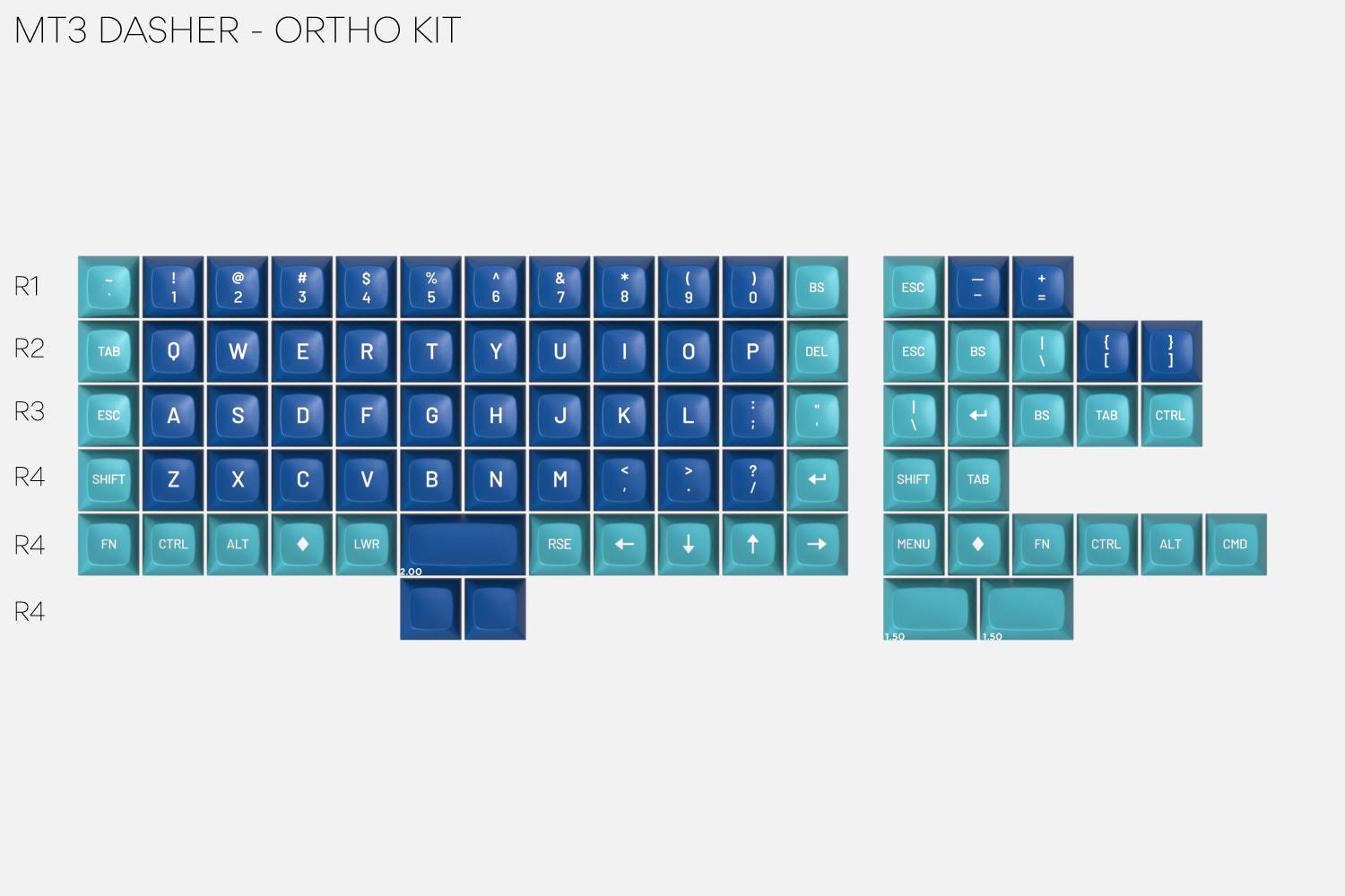 Drop MT3 Dasher Keycap Set - Base Kit in Blue