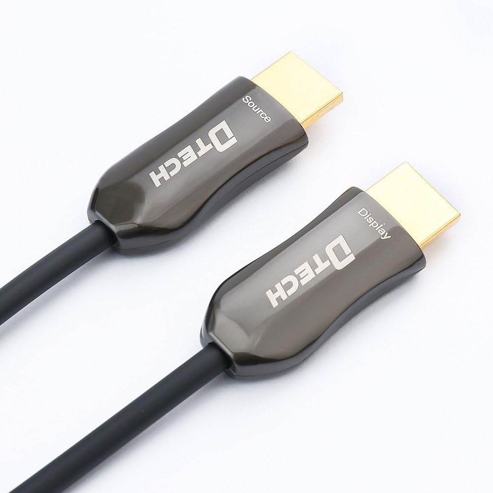 DTECH Ultra Slim Long Fiber Optic HDMI Cable 50 Feet 2.0 Supports 4K 60Hz 18Gbps High Speed Extra Thin UHD Cord for Projector Monitor Pack of 2