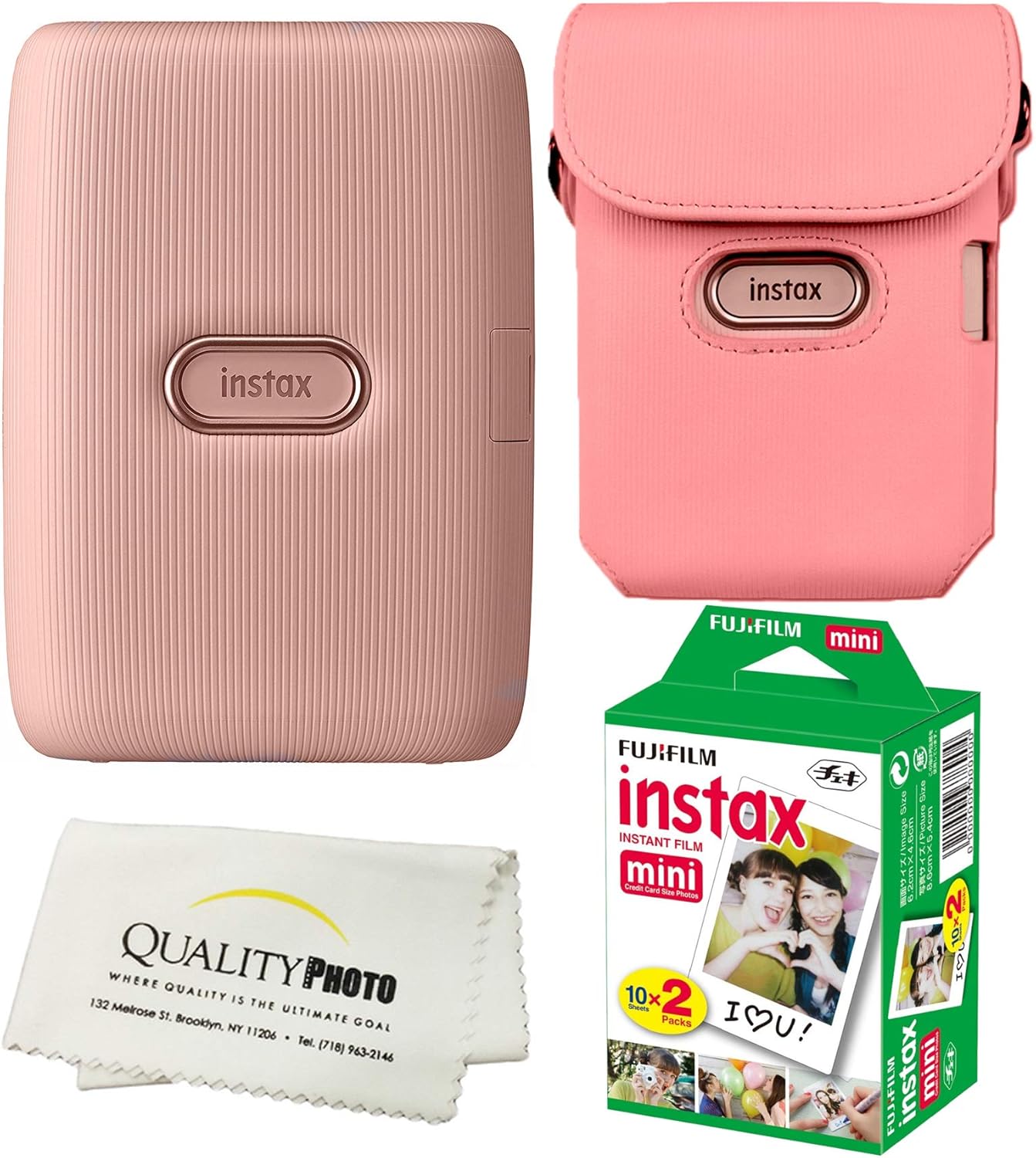 Fujifilm Instax Mini Link Smartphone Printer Bundle with Case and 20 Films (White)