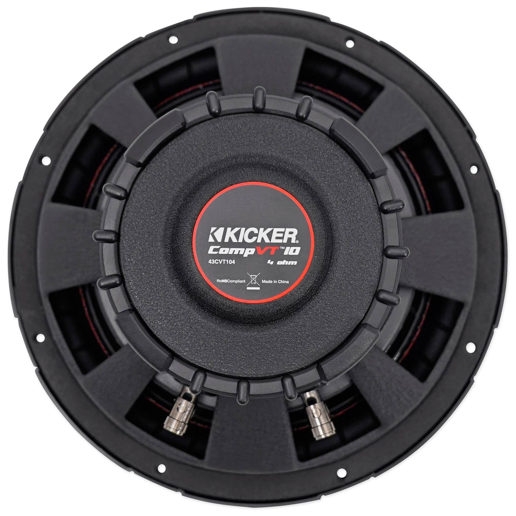 Kicker 43CVT104 CompVT 800W 10x22 Shallow Slim Car/Truck Subwoofer+Sealed Sub Box
