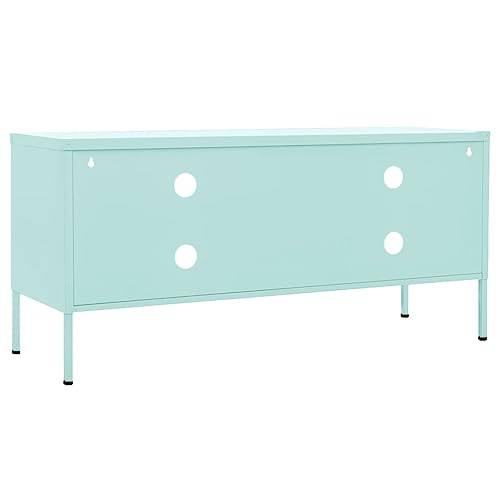 TV Stand Mint 41.3"x13.8"x19.7" Steel,Durable Steel TV Stand with Storage Cabinet and Cable Management for Living Room, Mint Green Living Room Furniture