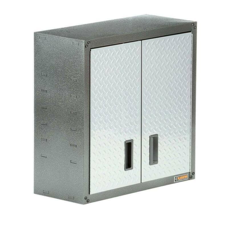 28-In Home Garage Storage Organizer Wall Mount Cabinet Tool Box Silver Tread