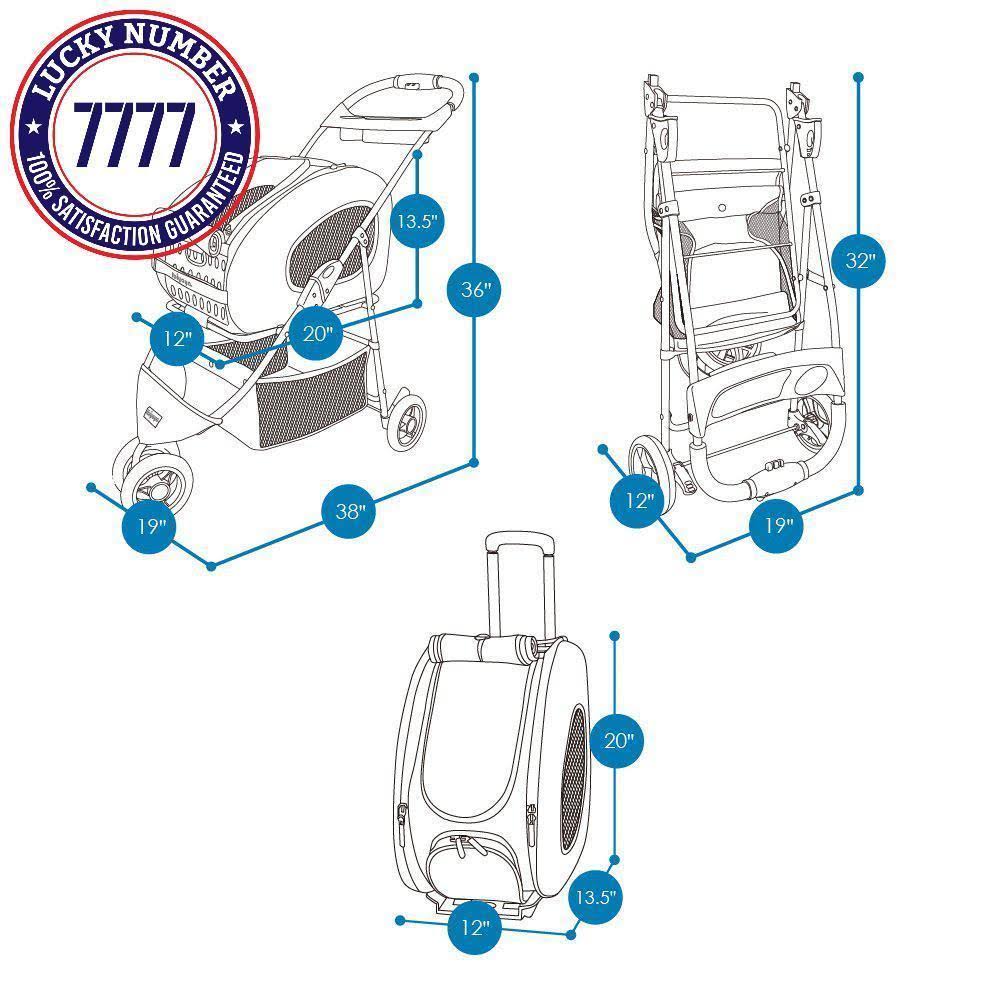 Ibiyaya 5 in 1 Pet Carrier + Backpack + Carseat + Pet Carrier Stroller + Carriers with Wheels for Dogs and Cats All in One (Blue