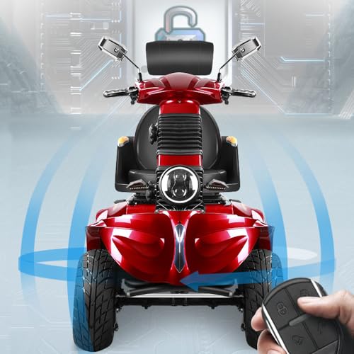 Heavy Duty 4 Wheels Mobility Scooter, All Terrain Electric Mobility Scooters for Seniors and Adults, 1000W Motor, Fat Tire, Adjustable Handle and Seats, 500lbs Capacity, 31-36 Miles of Range