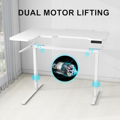 Dual Motor L-Shaped Standing Desk Height Adjustable, 59" Height Adjustable Electric Sit to Stand Desk, Stand Up Computer Desk for Home Office with Splice Board