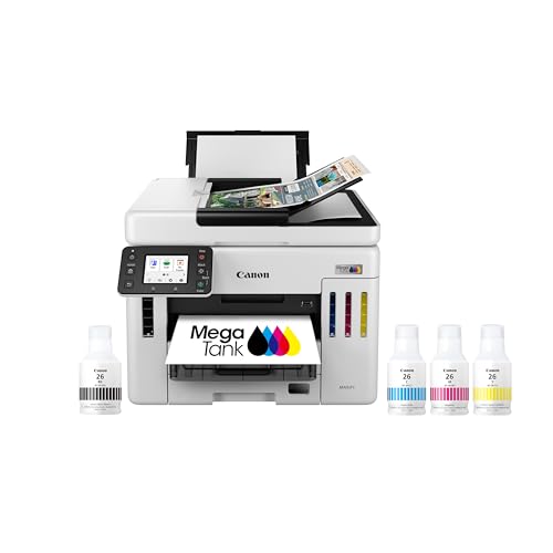 Canon Megatank GX7120 Wireless All-in-One Printer, Print, Copy, Scan and Fax with 2.7" LCD Touch Screen and Auto Document Feeder, White