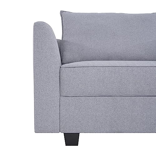 Naomi Home Elizabeth Modular Sofa Sectional Sleeper Couch with Ottoman Air Leather - 6-Seater Sofa with Storage Seat - Convertible Sectional Sofa Couch Bed for Living Room - Caramel