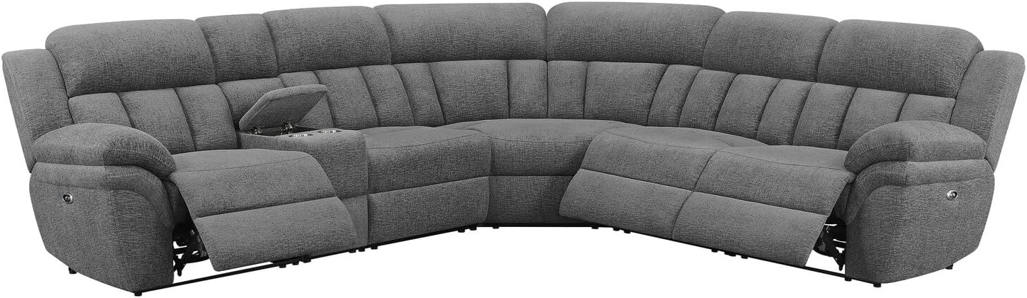 Coaster Home Furnishings Bahrain 6-Piece Upholstered Power Sectional Charcoal