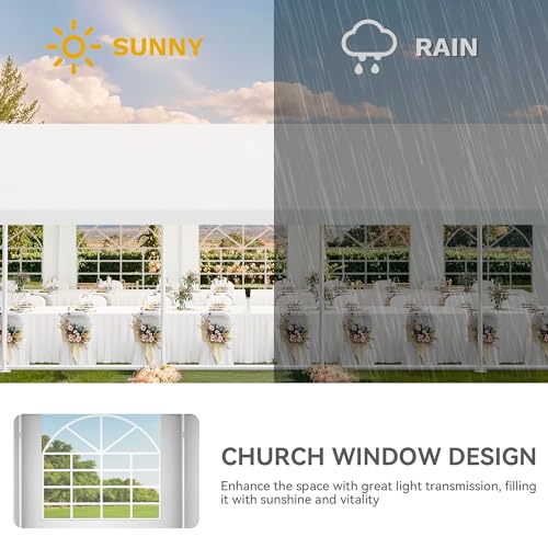 YITAHOME 16x32ft Heavy Duty Party Tent Outdoor Wedding Tent Canopy Event Shelters Upgraded Galvanized Steel Carport with Removable Sidewall Windows for Commercial and Parties, White