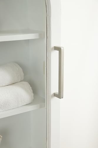 Kate and Laurel Arcott Modern Arch Wall Cabinet, 21 x 8 x 30, Natural Wood and White, Transitional Arched Cabinet for Use as Over-The-Toilet Storage or Living Room Storage Cabinet