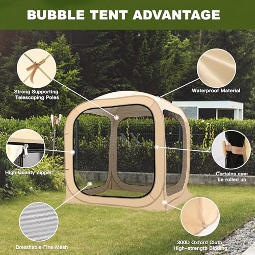 DoCred Sports Tent, Screen House Tent Instant Pop-Up Tent Shelter, Outdoor Screen Room Clear Tent Bubble Tent for Watching Sports Events, Camping, Fishing, Cheering