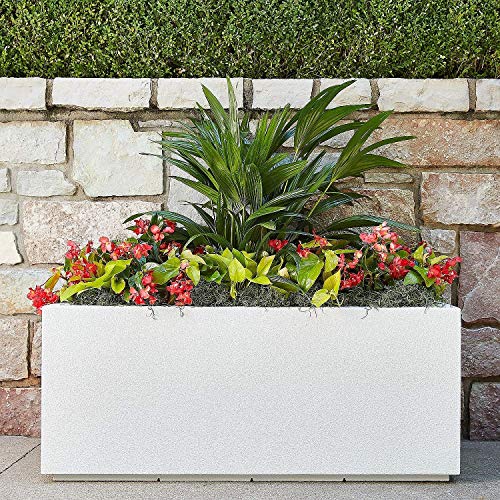 PolyStone Milan Tall Modern Outdoor/Indoor Rectangular Trough Planter, 46" L X 17" W X 19" H, Lightweight, Heavy Duty, Weather Resistant, Polymer Finish, Commercial and Residential (Black)