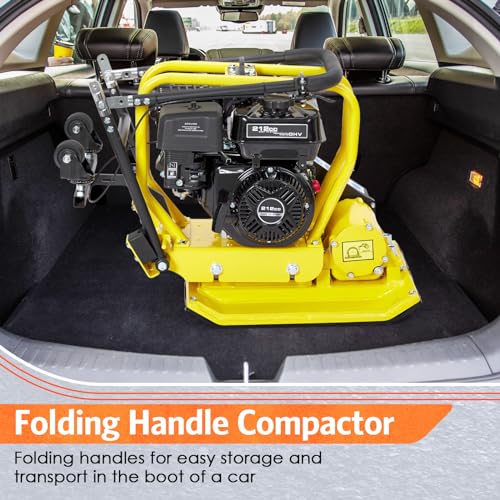 Plate Compactor, 7.0HP 212cc Gas Engine 5760 VPM, 4500LBS Compaction Force, 20x15 Inch Plate, Power Vibratory Soil Tamper Compactor Machine, EPA Compliant