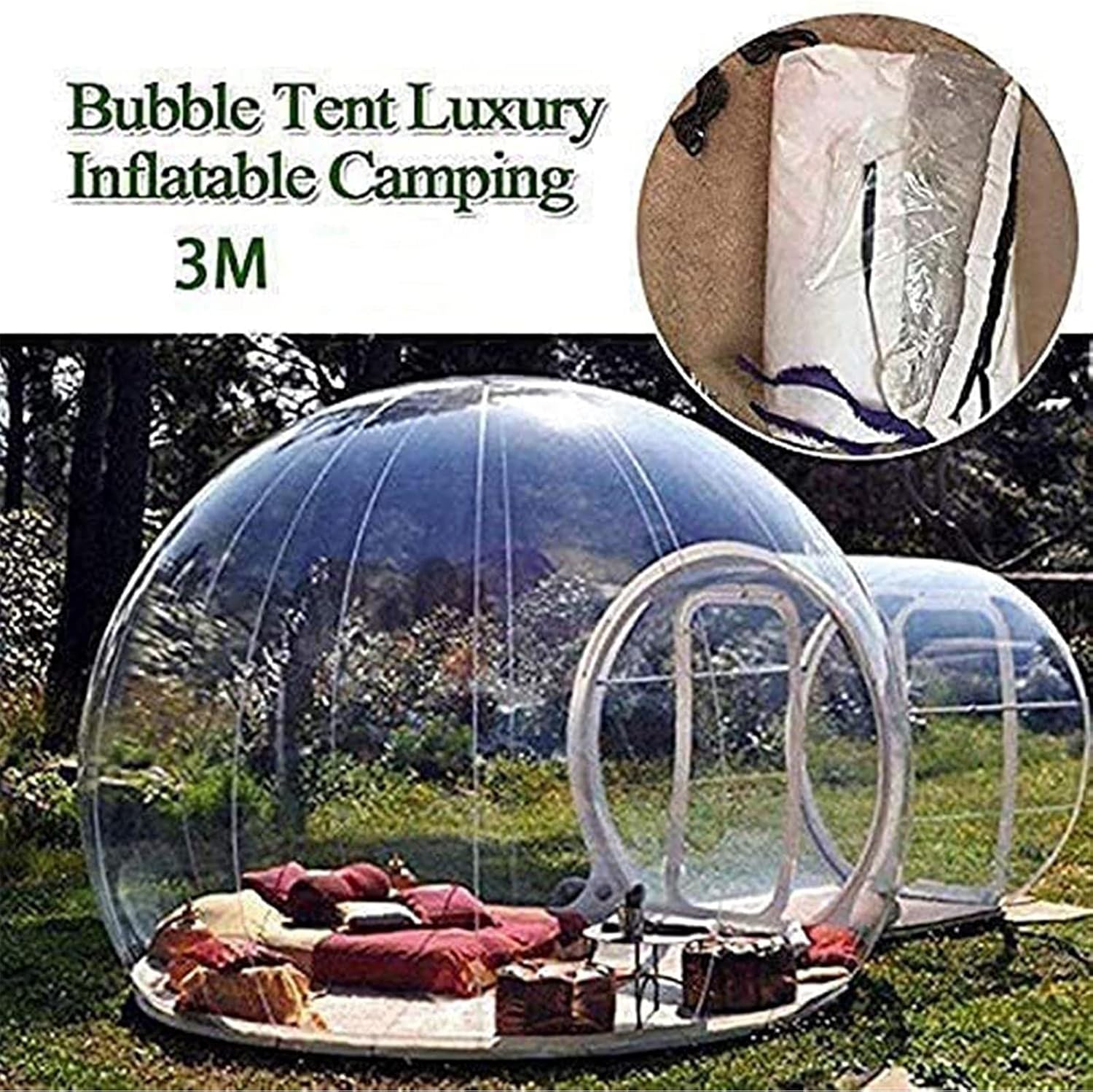 Inflatable Bubble Camping Tent, Transparent Inflatable Room Tent with Single Tunnel Dome for Garden Hotel with Blower