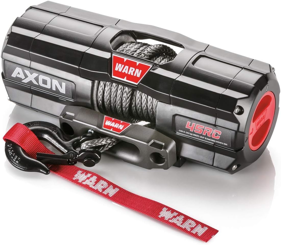 WARN 101240 AXON 45RC Powersports Winch with Spydura Synthetic Cable Rope: 1/4 Diameter x 27' Length, 2.25 Ton (4,500 lb) Pulling Capacity