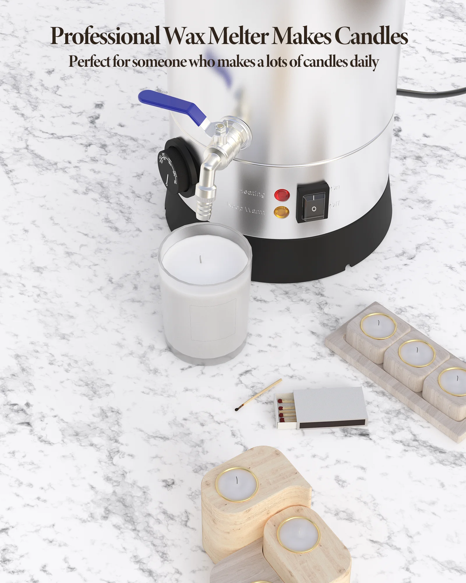 Goldensoil Wax Melter for Candle Making, [5 Qts] Electric Wax Melter, Large Electric Candle Wax Melting Pot with Temp Control and Pour Spout for Small-Scale Commercial or Home Use