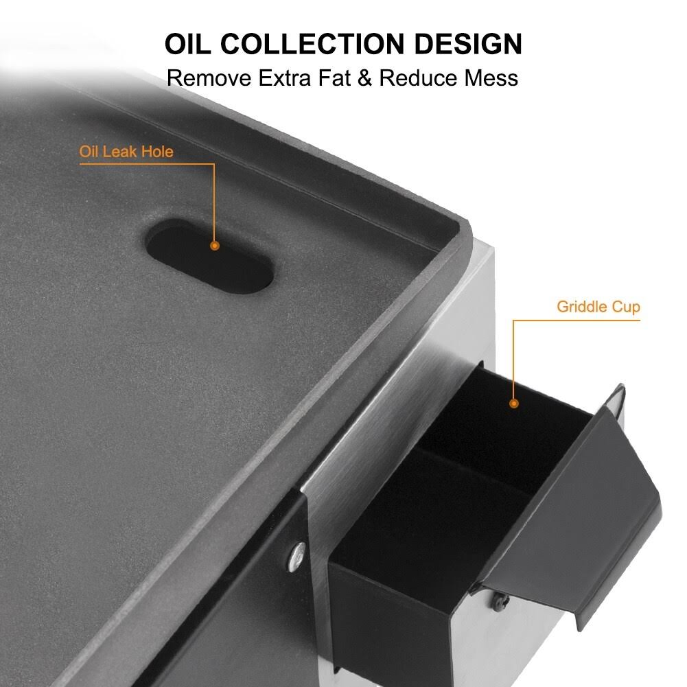 Camplux 13,000 BTU Portable Outdoor Griddle Propane GAS Griddle Grill, Tabletop Griddle with 1 lb. LP Connector