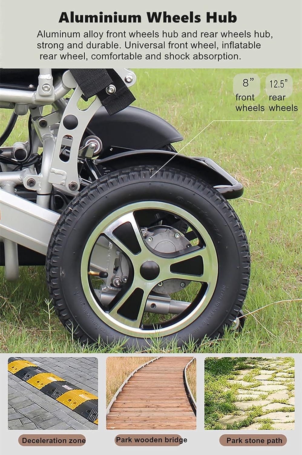 Deluxe Electric Wheelchair Motorized Foldable, Dual 500W Motors, All Terrain, Dual Battery Portable,Auto Adjusting Backrest Lightweight Reclining Electric Wheelchair