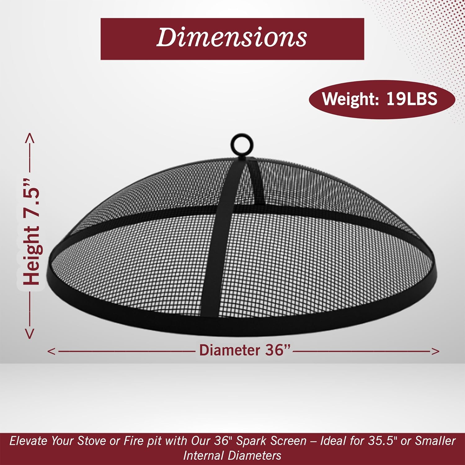 Fire Pit Spark Screen 36 Inch Round Lid, Heavy Duty Fire Pit Steel Mesh Screen Ember Arrester Lid with Hook for Outdoor Fire Pits Fireplace Fire Pit Insert Liner Replacement Screen