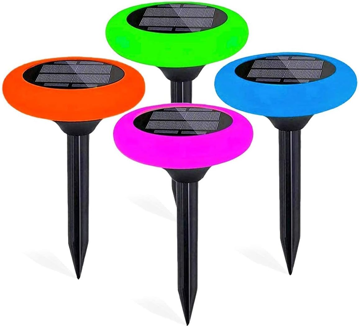 Solar Path Lights Outdoor,7 Color Solar Pathway Lights Outdoor Powered Lights Landscape Lighting Weatherproof Auto On/Off for Garden Lawn Patio Yard Walkway Sidewalk Driveway (4Pack)