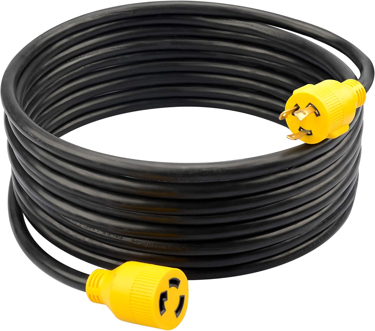 RVMATE 3 Prong 30 Amp Generator Extension Cord 25 Feet, NEMA L5-30P/L5-30R 125V SJTW Jacket