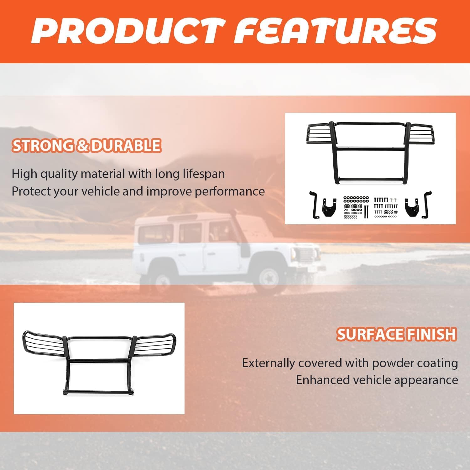 Kojem Brush Grill Guard Compatible with 2005-2014 Toyota Tacoma Front Bumper Grille Guard Protection Bull Bar Powder Coated Steel Black