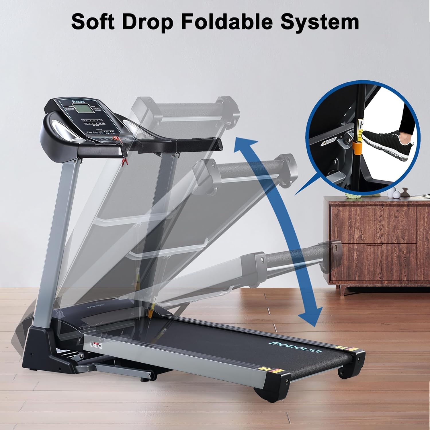 Treadmill with 15% Auto Incline and 350 LBS Capacity, 3.5 HP Folding Electric Treadmill Running Machine with Bluetooth Speaker for Home Use, 20" Wide Tread Belt, Max 10MPH Speed