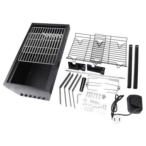 Rotisserie Grill, BBQ Whole Pig Lamb Goat Charcoal Spit Grill Electric 4W Motor BBQ Hog Rotisserie Roaster, 55.1lb Load Bearing Capacity Lamb Rotisserie System for Camping, US Plug