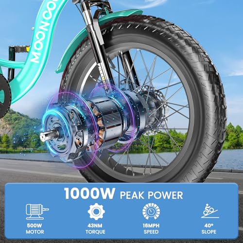 MOONCOOL Electric Tricycle Trike for Adults 350W 36V Removable Battery 24/26 Inches 7 Speeds 3 Wheels Electric Bikes Bicycle for Adults, Three Wheel Electric Cruiser Tricycle