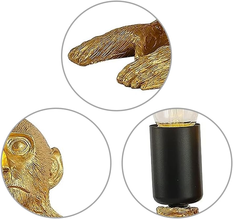 Retro Monkey Lamp, Modern Resin Sitting Monkey Lamp, Creative Lamp Lighting Resin Sitting Monkey Lamp (Monkey Lamp Gold)