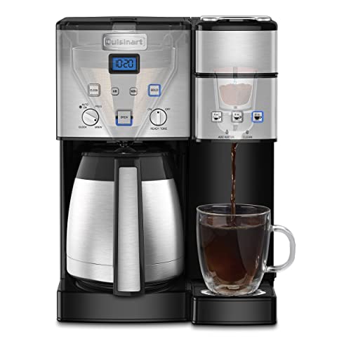 Cuisinart SS-20P1 Coffee Center 10-Cup Thermal Coffeemaker and Single-Serve Brewer, Stainless Steel GTF Gold Tone Coffee Filter, 10-12 Cup Cone, Burr Mill