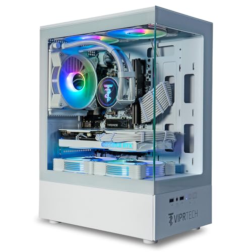 ViprTech Stryker 4.0 Liquid-Cooled PC - AMD Ryzen 7 (4.4GHz Turbo), RTX 4060 8GB, 32GB DDR4 3200, 1TB NVMe SSD, 700W PSU, WiFi BT, Win 11 Pro, RGB, Gaming Desktop Computer Prebuilt, White